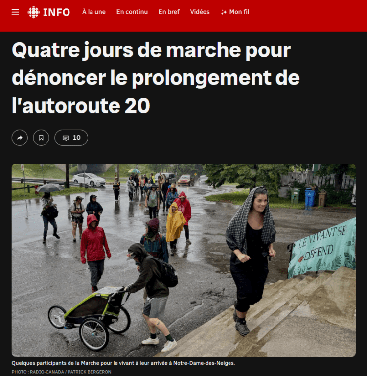 Quatre jours de marche pour dénoncer le prolongement de l’autoroute&nbsp;20